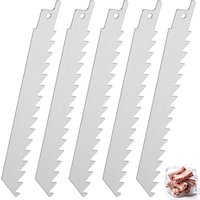 5Pcs 6 Inch Stainless Steel Metal Cutting Reciprocating Saw Blades, For Frozen Meat Bone Food Beef Fast Cutting Saw Blade