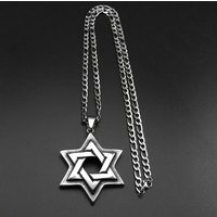 Jewish Star Of David Necklace For Men Women Stainless Steel Solomon Seal Hexagram Lucky Retro Gothic Pendant Chain Jewelry Gifts