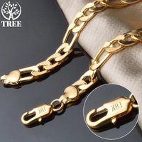 ALITREE 8 Inch 925 Sterling Silver 8MM Gold/Silver Full Side Figaro Chain Bracelet For Woman Man Fashion Wedding Jewelry Gift