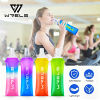 WRELS 1/2pcs Sports Soft Water Bottle Camping Collapsible TPU Silicone Soft Flask Water Bag BPA Free Sports Running Water Bottle