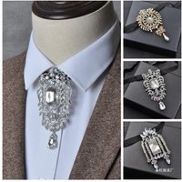 Groom's Formal Attire Wedding Diamond Tie Wedding Men's Women's White Shirts Guest Groomsmen Collar Flowers Stage Performance