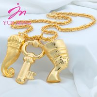 60CM Necklaces For Women Men Gold Plated Copper Jewelry Chain Dollar Pharaoh Key Chili Peppers Pendant Jewelry Accessories
