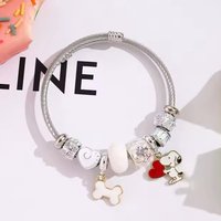 Cute Cartoon Snoopy Bone Heart Beaded Bracelet Jewelry Cartoon Animation Fashion DIY Adjustable Bracelet Unique Design Bracelet