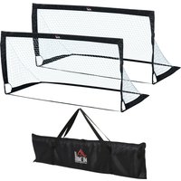 PINGGO Set of 2 Football Goal Net 6 x 3 ft Foldable Outdoor Sport Training Teens Adults Football with Carrying Bag Black