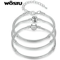 WOSTU offre spéciale amour chaîne Bracelets ajustement Original bricolage perles breloque Bracelet alliage bijoux cadeau pour hommes femmes 16-21 cm réglable