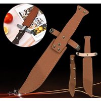 Brown Straight Knife Scabbard Tool Flashlight Belt Loop Case Holder Leather Sheath Pocket Hunt Camp Outdoor Carry Equipment Tool