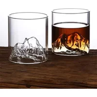 1/2pc Creative Mountain View Glass Cup, Japanese Style Embossed Mountain Teacup, Aesthetic Household Water Mug for Tea Drink