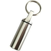 Aluminum Waterproof Pill Box Cases with Sealed Storage, Flat Head, Round Alloy Cartridge and Keychain for Vitamin Fish Oils