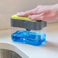 1pc Dish Soap pump Dispenser And Sponge Holder, Metallic Silvery For Kitchen Sink, No Sponge,