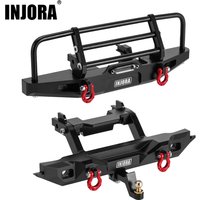 INJORA CNC Aluminum Front Rear Bumper with Lights for 1/18 RC Crawler TRX4M Defender Upgrade (4M-88)