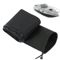 Trolling Motor Cable Sleeve 48 Inch Zippered Protector Black Wire Sleeve for Boat Marine Outboard Protection Rigging