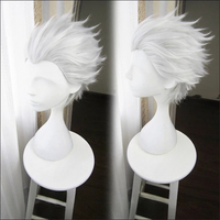 Short Silver Grey Slicked-back Hair Vergil Cosplay Wig Heat Resistant Synthetic Hair Wig