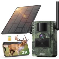 4G LTE Wildtierkamera mit App, 2.7K Solar-Jagdkamera mit SIM-Karte, Fotofallenkamera, PIR-Bewegungssensor, Nachtsicht OHNE SD-KARTE