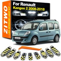 ZITWO 11Pcs LED Interior Indoor Dome Reading Light Kit For Renault Kangoo 2 II MK2 2008 2009 2011 2013 2015 2016 2018 LED Bulb