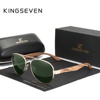 Schiff aus Spanien KINGSEVEN Handgefertigte Holzsonnenbrille Polarisierte Herrenbrille UV400 Schutz Spiegelbrille Holzbügel Oculos