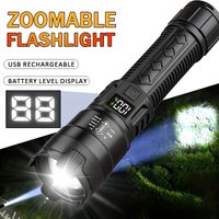 1000LM Ultra Bright LED Flashlight Type-C Rechargeable Long Range Zoom Tactical Torch Outdoor Emergency Camping Fishing Lantern