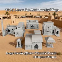 Desert City miniatuurterreinmodellen, fantasy TTRPG-accessoires, 28 mm schaalmodel, verzamelbaar sci-fi & fantasy tafelblad cadeau