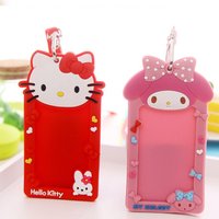 Kawaii Sanrio Hello Kitty Melody Silicone Card Case Lanyard Card Holder Cute Neck Strap Lanyard Photo Card Display Sleeves Gifts