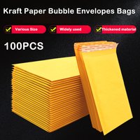 100Pcs/lot Kraft Paper Bubble Envelopes Bags Mailers Padded Shipping Envelope With Bubble Mailing Bag Various Sizes Yellow