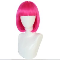Synthetic 12 Inches Short Pink Cosplay Wig for School Halloween Thanksgiving Day Christmas Costume Accessories