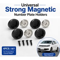 4pcs/Set Universal Black Strong Magnetic Number Plate Holders For Front And Rear License Plate