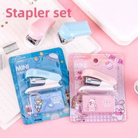 Cute Mini Stapler Set Portable Cartoon Stapler with Staples Student Office School Handheld Binding Stationery Kit Stationery