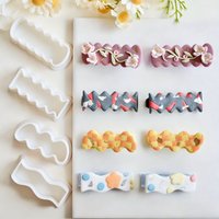 4Pcs Boho Wavy Hair Clip Clay Cutters Set Reusable Plastic Molds for Polymer Clay Hair Accessory Making Kit
