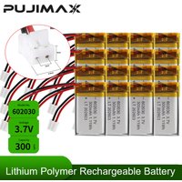 PUJIMAX 602030 300mAh Lithium Rechargeable Battery 3.7V Li-ion Polymer Battery for Bluetooth Headset Speaker Monitor Self-Timer