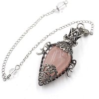 Crystal Quartz Pendulum for Dowsing Divination Large Natural Stone Pendant Pendulum Amethysts Pink Quartz Obsidian Pendulo X202