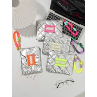 1pc/set Love Heart Quilted Makeup Bag, Large Capacity Coin Purse, Fashion Portable Makeup Bag, Holiday Travel Makeup Bag
