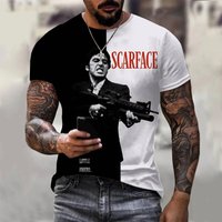 Classic Movie "Scarface" 3D sport Quick-dry Breatha MenTShirt Summer Street Harajuku Y2K Casual Fashion parent-child clothing