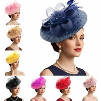 Fashion Mesh Ribbons Fascinator Caps Flower Feather Elegant Hair Drop Fascinator Hat Headwear Bridal Wedding