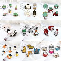 3-6 Teil/satz Rote Rose Skelett Emaille Pins Cartoon Q-version Astronaut Mini Tee Katze Frosch Brosche Grüne pflanze Abzeichen Musik Pin Schmuck