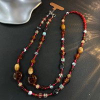 Personalized Creative Leopard Print Bead Long Crossbody Hanging Rope Chain Phone Case Bag Ccd Universal Pendant