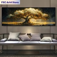 Frameless Extra-Large Tree of Life Abstract Canvas Prints Poster Vibrant Modern Aesthetic Large Horizontal Art Prints Wall Art