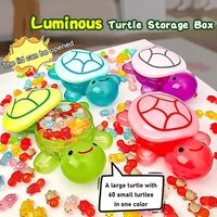 1PC Night Glow Large Turtle+60pcs Mini Luminous Turtles Figurines Resin Craft Glowing Turtle Storage Ornament Landscape Desktop