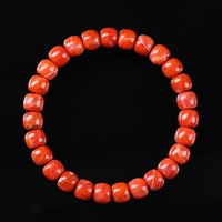 JD Natural Stone China Red Agate Barrel Beads Bracelet Women Vintage Charm Lucky Healing Stretch Bangle Female Birthday Gifts