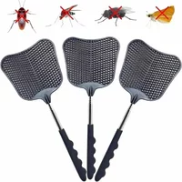 Telescopic Fly Swatters Durable Plastic Fly Swatter Duty with Stainless Steel Telescopic Handle Mosquito Repellent Tool Home
