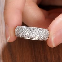 CAOSHI Brilliant Cubic Zirconia Rings for Wedding Band Classic Versatile Silver Color Daily Wear Finger Accessories for Women