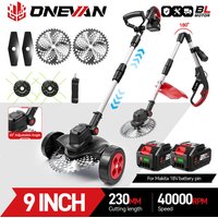 ONEVAN 9-Zoll Bürstenloser Elektrischer Rasenmäher 4000 U/min Kabellos 45 ° Rasentrimmer Garten-Elektrowerkzeug für Makita 18V Akku