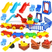Big Size Building Block Furniture Door Chair Slide Ladder Swing Car Playground Compatible Large Duploes Particle Toy Brick Leduo