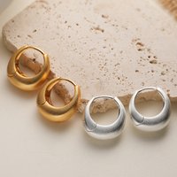 NEWBUY Ins Style Minimalist Chunky Hoop Earrings Brass Brushed Luxury Trendy Women Daily Jewelry