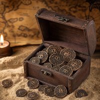 10/50pcs Golden Pirate Skull Crossbones Coins Roman Style for Treasure Chest Halloween Party Treasure Hunt