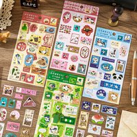 Kawaii Japan Style Lucky Cat Sticker Irregular Stamp Shape Luck Leaf Vegetable Stickers Cute Stationery Craft Supplies