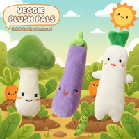 Kawaii Stuffed Fruit & Vegetable Plush Toys Soft Cute Cartoon Scallion Eggplant Radish Interactive Sensory Cozy Toys for Kids