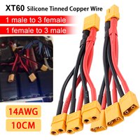 XT60 Parallel Battery Connector Male/Female 1 to 3/1 to 2 Cable Dual Extension Y Splitter Silicone Wire 14AWG RC Battery Motor