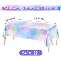 10 ไปถ Iridescent Holographic Disposable Foil Table Covers - Plastic Machine Made Celebration Supplies for Wedding Bridal Shower