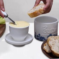 French Butter Crock with Lid for Fresh Spreadable Butter Ceramic Butter Container for Dining Household Hotels