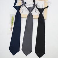 JK Tie, Japanese University Style, Black, Dark Grey Navy Blue School Uniform, No Knots