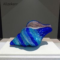 Alizekerr 3D Conch Shape Rhinestone Evening Bag Women 2026 Gorgeous Unique Sparkly Crystal Shell Handbag For Wedding Party Prom